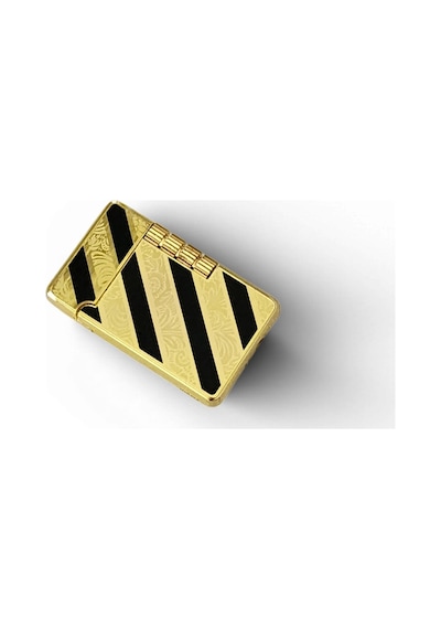 Altın Renk Gravür İşlemeli Diagonal Şeritli Lüks Vintage Metal Çakmak Gold