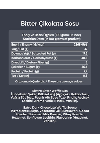 Bitter Tatlı Sos 300 G - Waffle & Krep & Pankek & Tatlı & Dondurma Sosu