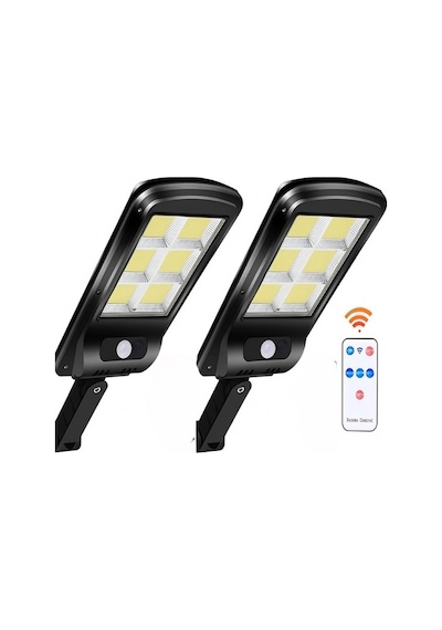 2 Adet Büyük Boy 128 Led Solar Bahçe Sokak Lambası Hareket Sensörlü Kumandalı 3 Modlu Güneş Enerjili