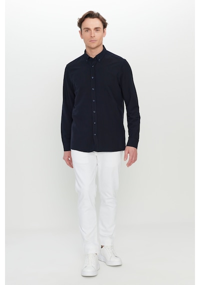 AC&Co / Altınyıldız Classics Erkek Lacı Slim Fit Dar Kesim Düğmeli Yaka Armürlü Gofre Desenli Gömlek Lacı Lacivert AC&Co / Altınyıldız Classics Erkek Lacı Slim Fit Dar Kesim Düğmeli Yaka Armürlü Gofre Desenli Gömlek Lacı Lacivert