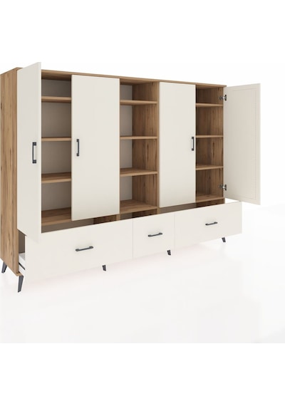 Hyperion Dolap 12 Raflı 3 Çekmeceli 4 Kapaklı 220x44x163 Çam-ayta Çam-aytaşı