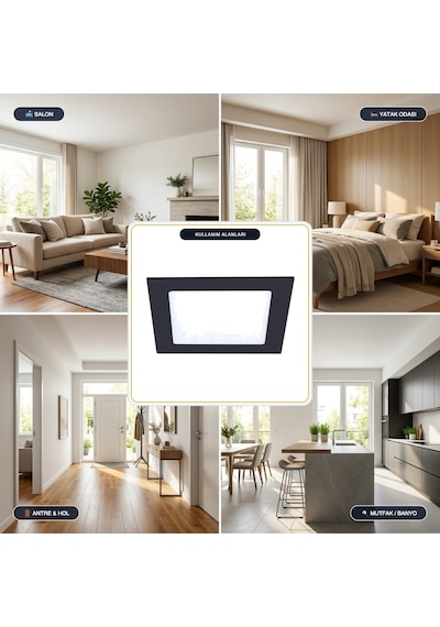 Jupıter Siyah 15w Slim Led Panel Armatür 4000k Naturel Beyaz - Ld454-s840