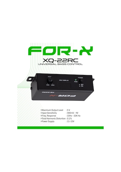 Bass Kontrol - For-x Xq-22rc Universal Amfi Bass Kontrol - Voltaj Göstergeli Bass Ayar Kumandası