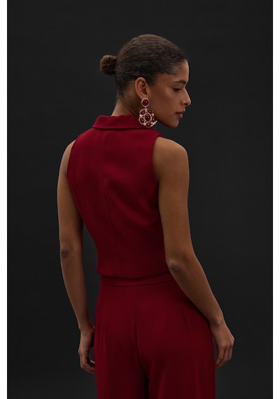 Sateen Eva Yelek - Bordo-136982 Bordo
