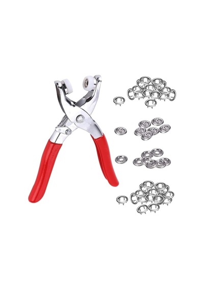 Metal Çıtçıt Düğme Pensesi Ve 25 Set Düğme Takımı Renkli