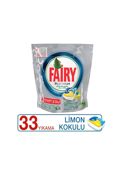 Fairy Platinum Limon Kokulu Bulaşık Makinesi Deterjanı 33 Tablet