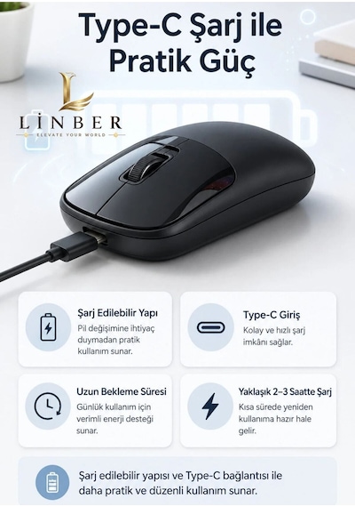 Şarjlı Kablosuz Siyah Mouse Bluetooth + 2.4g Çift Modlu Type-c Şarjlı Sessiz Tuşlu Ergonomik Optik 1200/1600 Dpı Taşınabilir Mouse Çok Renkli Diğer Şarjlı Kablosuz Siyah Mouse Bluetooth + 2.4g Çift Modlu Type-c Şarjlı Sessiz Tuşlu Ergonomik Optik 1200/1600 Dpı Taşınabilir Mouse Çok Renkli Diğer
