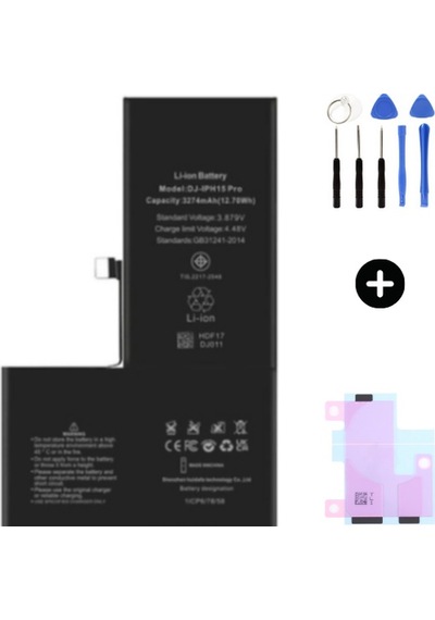 Apple Uyumlu iPhone 15 Pro  Güçlendirilmiş İthal Pil + Montaj Seti