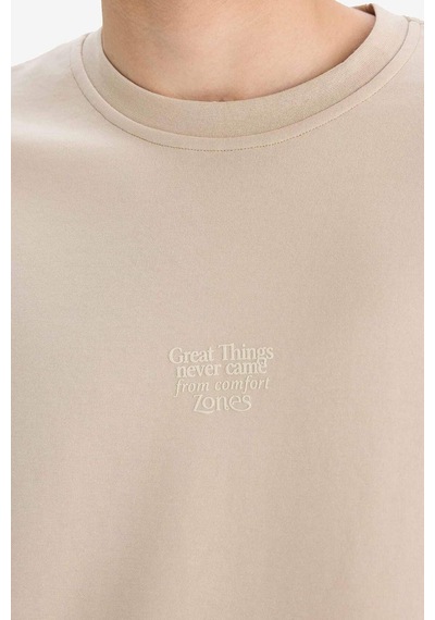 DeFacto Boxy Fit Bisiklet Yaka Ütü Gerektirmeyen Nefes Alabilen Baskılı Kısa Kollu Ağır Kumaş Tişört D5517AX25SPBG106