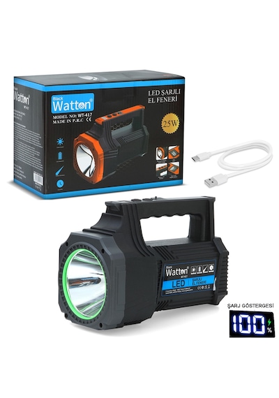 Watton Wt-417 Led Şarjlı El Feneri 25w