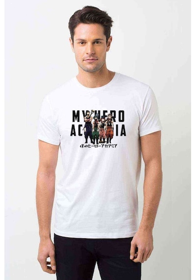 Anime My Hero Baskılı Beyaz Erkek Tshirt