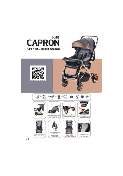 Baby Care Moda Bebekler Baby Care Capron Çift Yönlü Bebek Arabası Bc 65