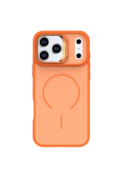 Apple Uyumlu iPhone 17 Pro Max  Flexa Magsafe Kapak Şeffaf Darbe Emici İnce Premium Kılıf Turuncu