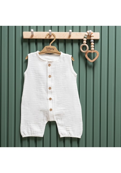 Tiffany Baby & Kids Tiffany Baby Müslin Theme Yarım Kol Uzun Tulum 26091 Ekru
