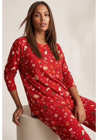 Siyah İnci Yumuşak Dokulu Süet Örme Pijama Takım 7983 Kırmızı