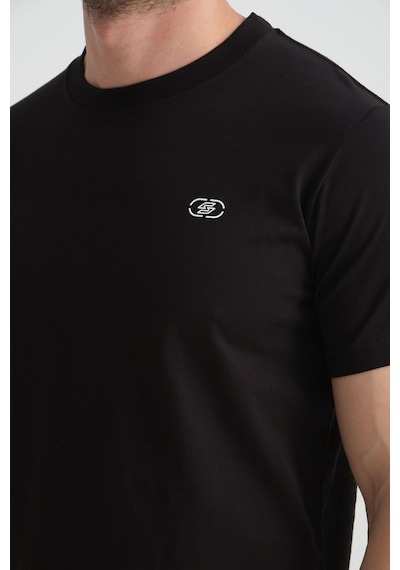 Shooter Sportwear Shooter Erkek T-shirt Nefes Alabilen Esnek Pamuklu Kumaş Regular Kalıp Minimal Logolu Siyah