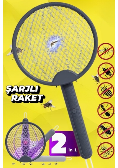 Raketli Sineklik Şarjlı Sinek Yakalayıcı Katlanabilir Sivrisineklik Led Işıklı İç Ve Dış Mekan