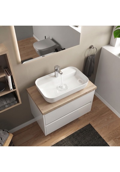 Dura Bagno Nexus Çanak Lavabo 60x40 Cm. Batarya Delikli Tezgah Üstü Beyaz 5850