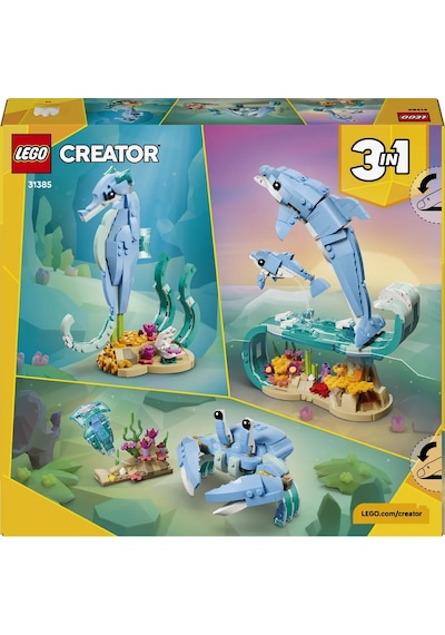 LEGO® Creator 3'ü 1 Arada Deniz Hayvanları: Güzel Yunuslar 31385 – 9 yaş ve üzeri çocuklar için Yaratıcı Oyuncak Yapım Seti (542P)