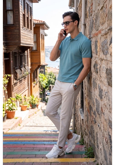 Buratti Pamuklu Regular Fit Düğmeli Erkek Polo Yaka T Shirt 5902127 Mavi