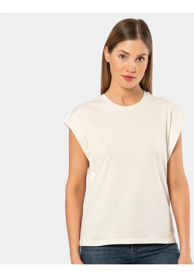 Türen Kadın Vatka Görünümlü T-shirt 3401/krem 001