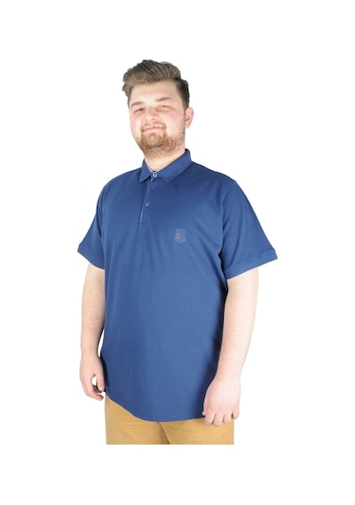 Mode Xl Battal Beden Erkek Tshirt Polo Yaka Nakışlı Klasik Pike 20553 Indigo 001