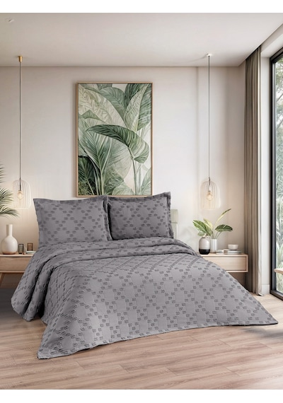 Bella 3 Parça Çift Kişilik Pike Takımı Gri 240 X 260 Cm Gri