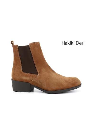 Gönderi(R) Gönderi R Kadın Taba Süet Fermuarlı Kalın Topuklu Hakiki Deri Chelsea Bot Gkzb13452488 Taba Süet