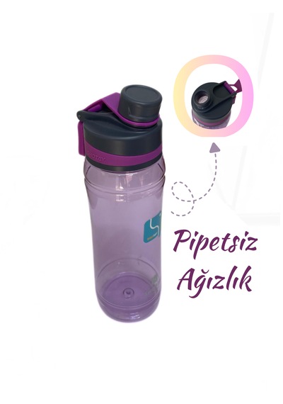780 Ml Plastik Motivasyon Matarası Kilitli Ve Taşıma Kulplu Koyu Mor