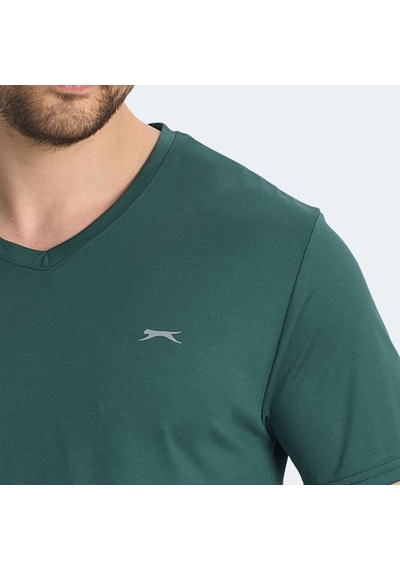 Slazenger KRAKKER Erkek V Yaka Yeşil Tişört
