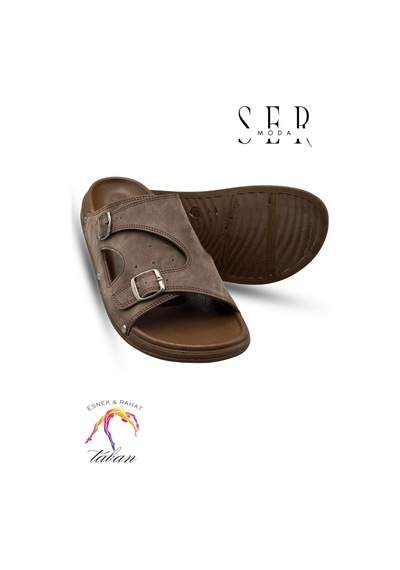 Sermoda Erkek Terlik - Çift Toka Ayarlanabilir Esnek Taban Deri Erkek Terlik T Kahve Kahverengi Sermoda Erkek Terlik - Çift Toka Ayarlanabilir Esnek Taban Deri Erkek Terlik T Kahve Kahverengi