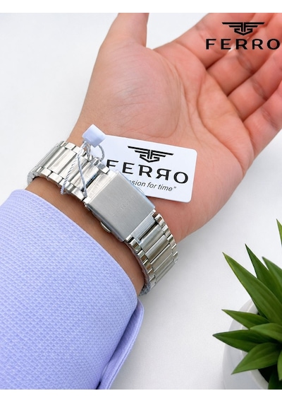 Ferro Çelik Kordon Nişan Ve Damat Saati 2 Yıl Garantili 3 Atm Suya Dayanıklı Erkek Kol Saati 11551x2 Gümüş - Altın