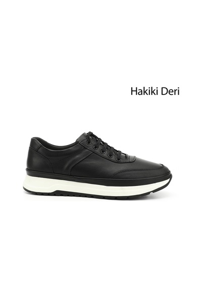 Gönderi(R) Erkek Siyah Bağcıklı Hakiki Deri Comfort Sneaker Ddma80442139 Siyah