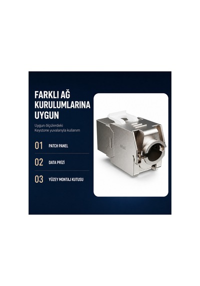 Mn6 Mn118x Cat7 Keystone Jack Rj45 Dişi Modül Aletsiz Metal Zırhlı Ftp Stp 10gbps 600mhz 5 Adet