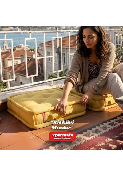 Xpermate Bisküvi Minder Petek Önü Fransız 55x55x14 Hardal