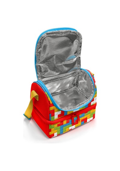 Coral High Kids Renkli Blok Desenli Thermo İki Katlı Beslenme Çantası 37216 Kırmızı