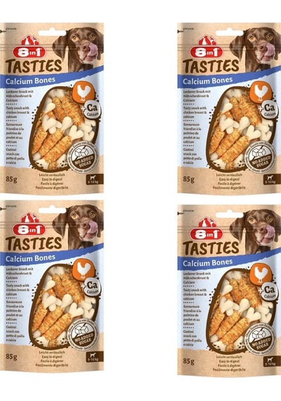 8in1 Tasties Calcium Bones Tavuk Sargılı Köpek Ödülü 4 x 85 G
