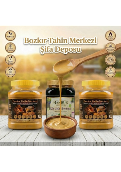 Bozkır Tahin Merkezi Ata Tohum Altın Susam Tahin 930 Gr 2adet &köy Üzüm Pekmezi 950gr Doğal&katksız