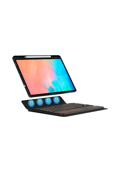 Galaxy Uyumlu  Tab S9 Fe Frm Border Keyboard Bluetooh Bağlantılı Standlı Klavyeli Tablet Kılıfı - Siyah Klavyeli Kılıf