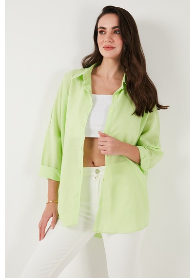 Lela Streç Pamuklu Oversize Fit 2' Li Paket Bayan Gömlek-Atlet Set 67810014979S2 Fıstık Yeşil-Ekru Lela Streç Pamuklu Oversize Fit 2' Li Paket Bayan Gömlek-Atlet Set 67810014979S2 Fıstık Yeşil-Ekru
