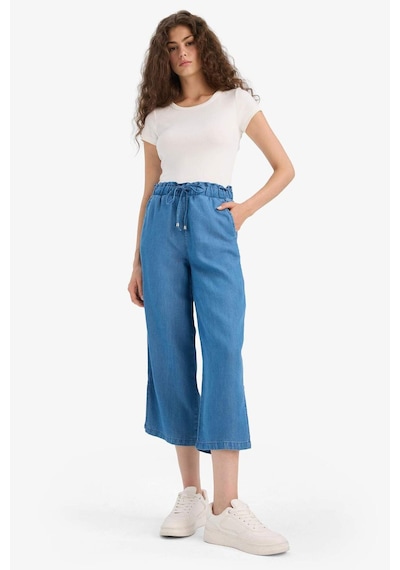Defacto Pull On Culotte Yüksek Esnek Belli Tensel Yıkamalı İnce Jean Pantolon D8241ax25smnm28 Mavi