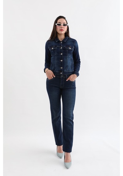 Kadın Likralı Straight Fit Jean Pantolon 001