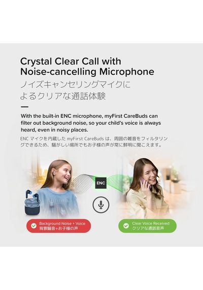 Myfirst Carebuds Çocuklar İçin Kablosuz Kulak İçi Kulaklık 3 12 Yaş 85 Db Güvenli Ses Sınırı Akıllı Şeffaflık Modu Kayıp Önleyici Askı 25 Saat Pil Uzay Mavisi