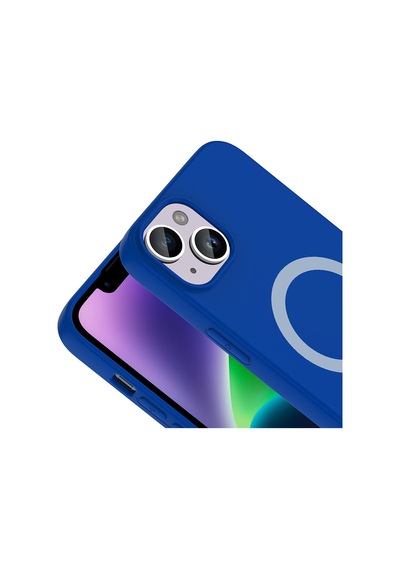Apple iPhone Uyumlu 14 Kılıf M-safe Şarj Özellikli Zore Aris Silikon Kapak - Saks Mavi