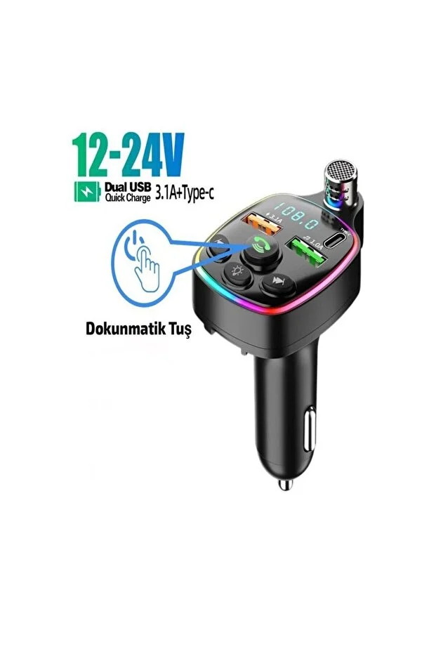 Şarj Özellikli Dijital Göstergeli Bluetooth Fm Transmitter Çakmaklık Yeni Nesil Ultra Dayanıklı