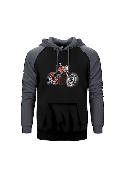 Chopper Cruiser Gri Renk Reglan Kol Kapşonlu Sweatshirt Gri