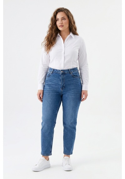 Dekploy Kadın Yüksek Bel Mom Fit Jean Pantolon Bgl-st05450 Mavi