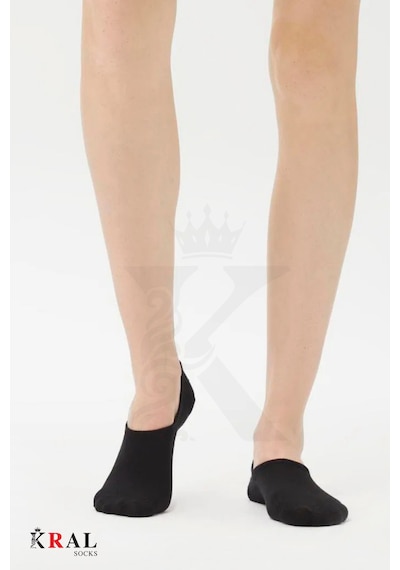 Kral Socks Kadın - Erkek 8 Li - 8 Çift Pamuklu Terletmez Yazlık Görünmez Çorap Seti Siyah