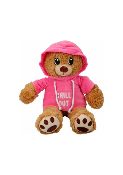 3192 Kapüşonlu Peluş Ayı 30 Cm - Mor