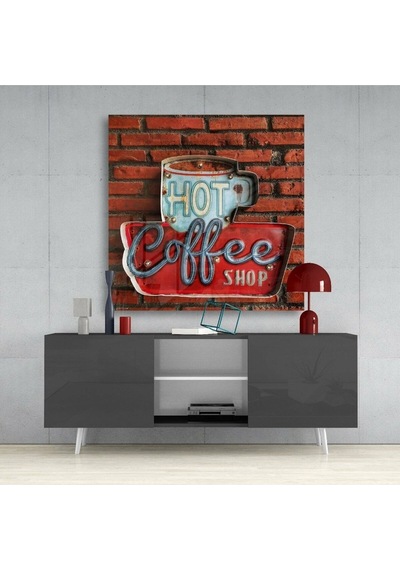 Hot Coffee Cam Tablo Hediyelik, Dekoratif, Ofis, Mutfak